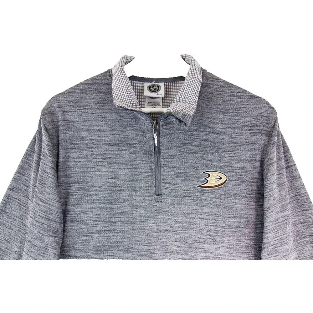 NHL Anaheim Ducks Pullover Sweater 1/4 Zip Men's Size Small Gray